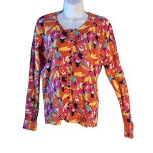 August silk heritage bright button down cardigan large